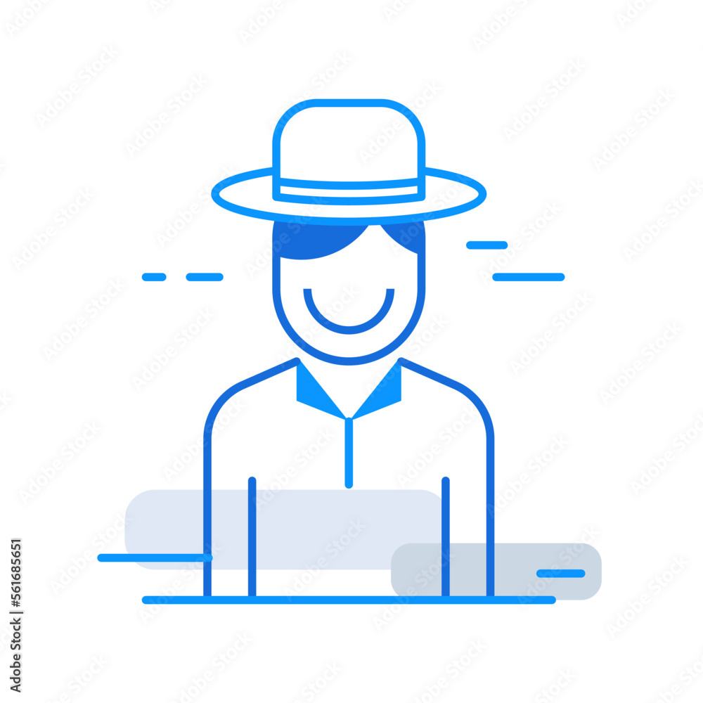 Client business people icon with blue outline style. client, customer, line, business, service, user, symbol. Vector Illustration