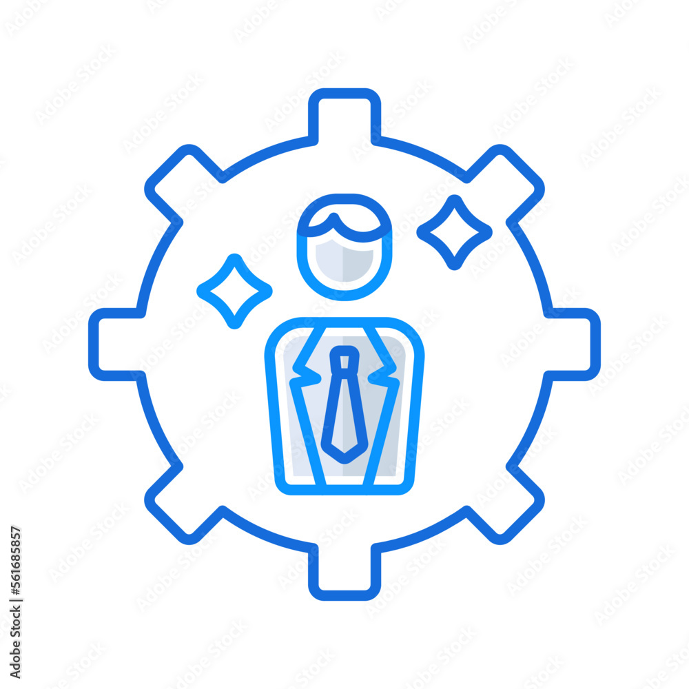 Manager business people icon with blue outline style. management, business, symbol, outline, line, set, thin. Vector Illustration Manager business people icon with blue outline style. management, business, symbol, outline, line, set, thin. Vector Illustration