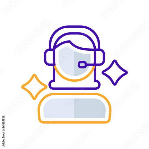 Customer service business people icon with orange purple outline style. service, customer, help, support, contact, business, center, person. Vector Illustration