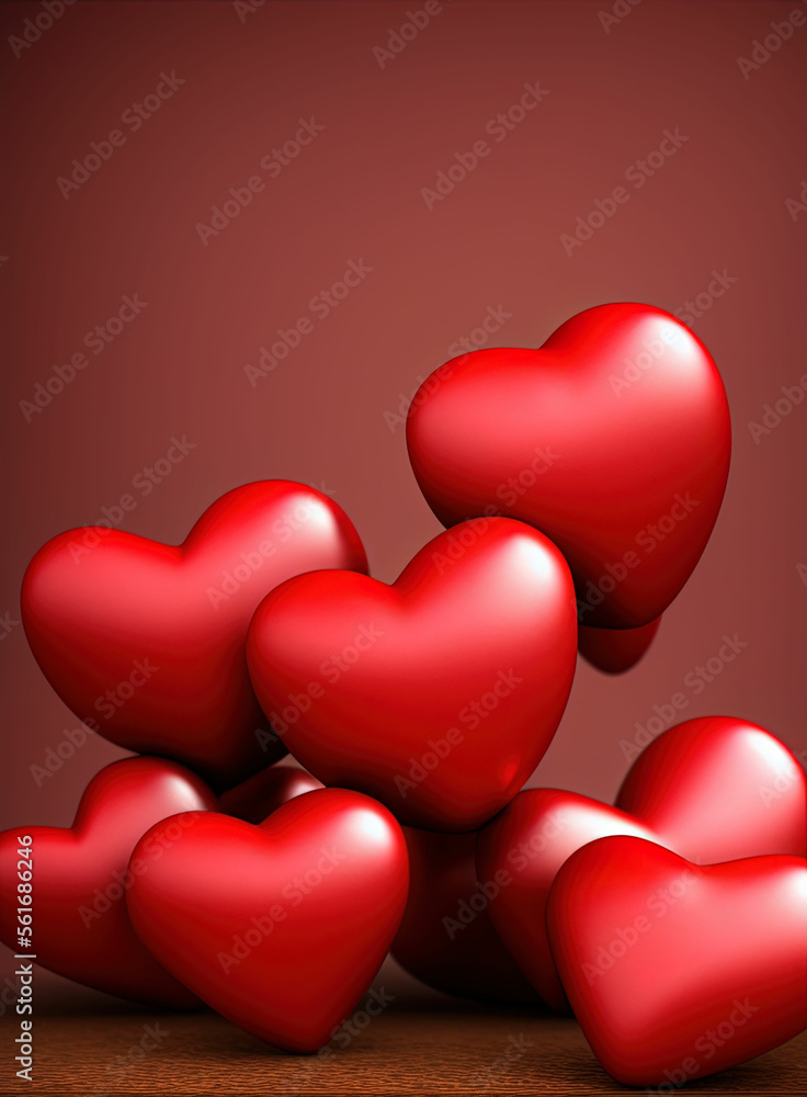 Valentine's Day background with 3d hearts. IA technology Valentine's Day background with 3d hearts. IA technology
