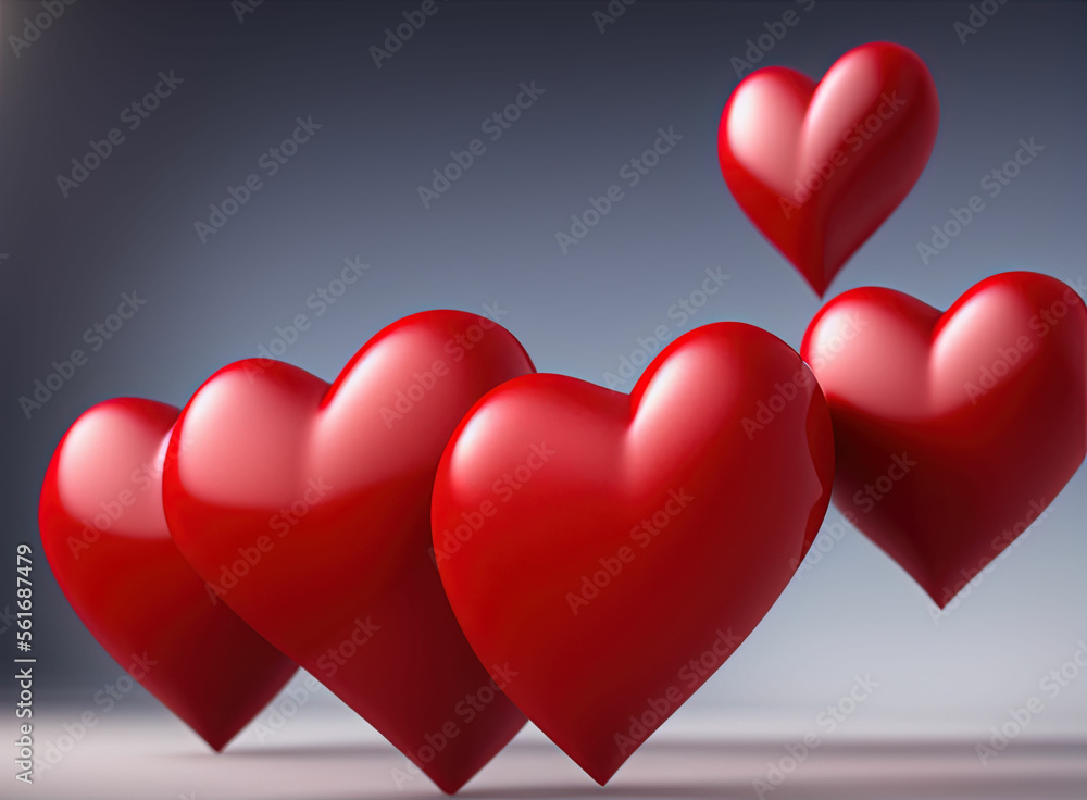 Valentine's Day background with 3d hearts. IA technology Valentine's Day background with 3d hearts. IA technology