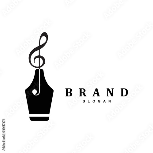Creative pen with music melody logo design vector