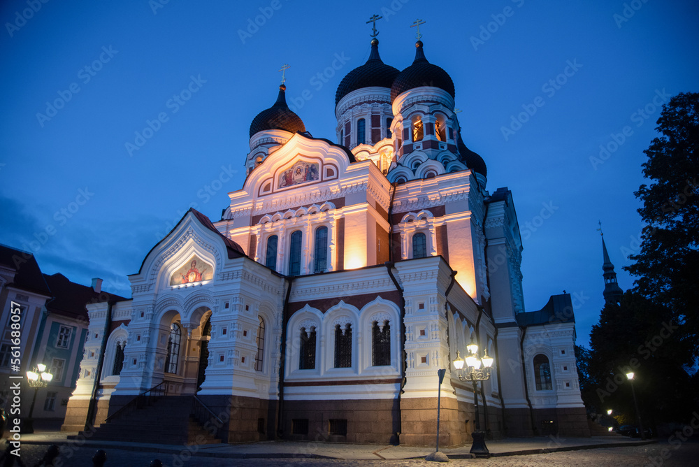エストニアの首都タリンの美しい夜景