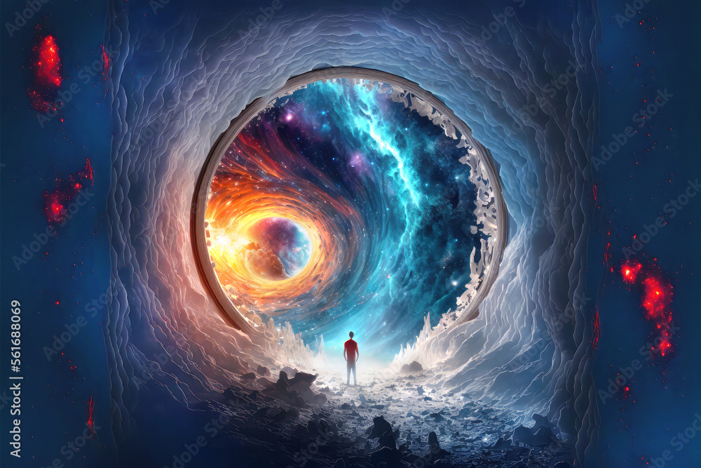 Space portal to another world. AI generatd Image - obrazy, fototapety, plakaty 