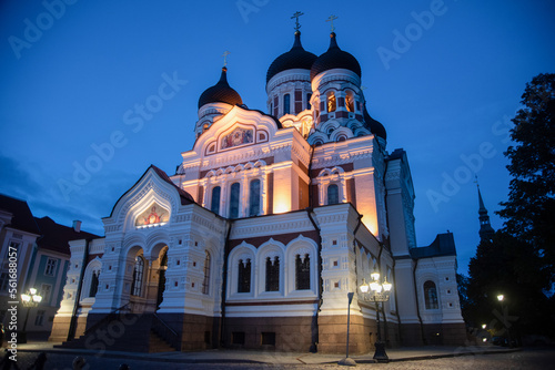エストニアの首都タリンの美しい夜景