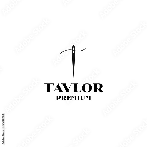 Needle and thread logo design vector illustration