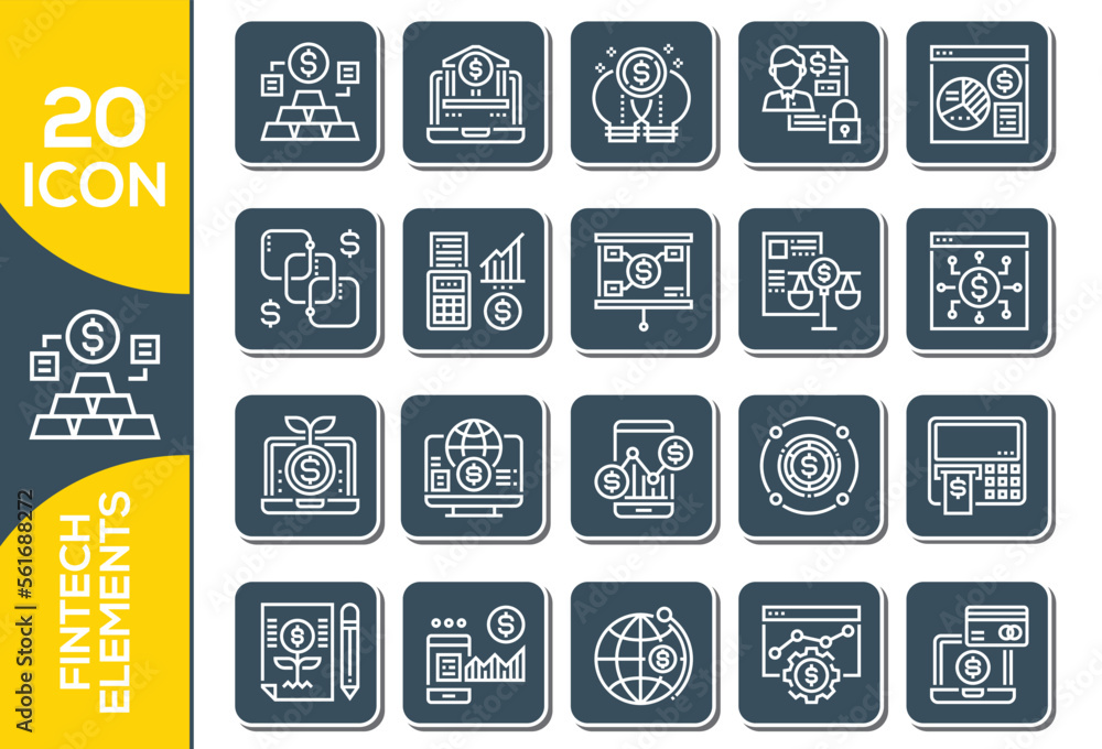 FINTECH ELEMENTS ICON SET DESIGN FINTECH ELEMENTS ICON SET DESIGN