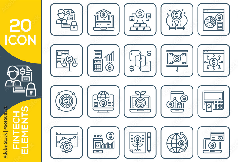 FINTECH ELEMENTS ICON SET DESIGN FINTECH ELEMENTS ICON SET DESIGN