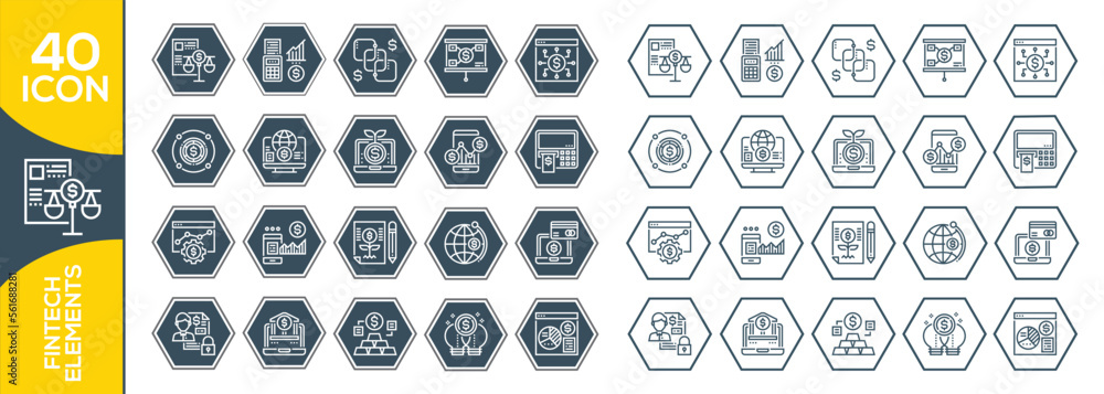FINTECH ELEMENTS ICON SET DESIGN FINTECH ELEMENTS ICON SET DESIGN