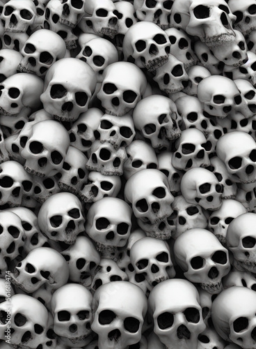Gothic skulls background. Grungy human skulls. IA technology
