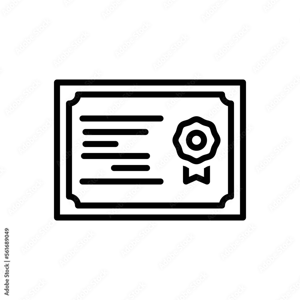 Black line icon for certification Black line icon for certification