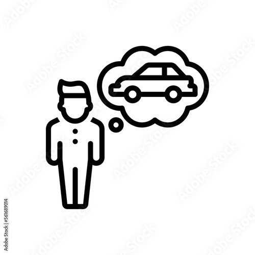 Black line icon for wants