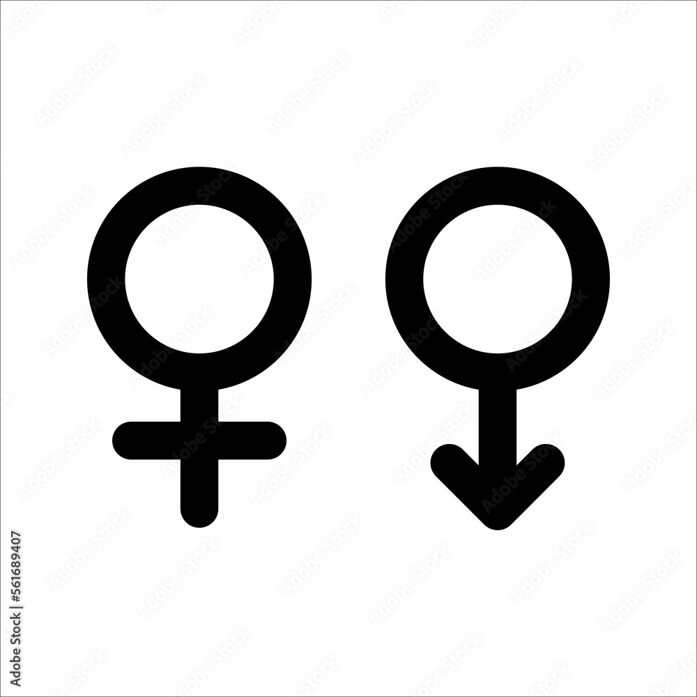 Male and female icon. Gender symbol. vector illustration on white background Male and female icon. Gender symbol. vector illustration on white background