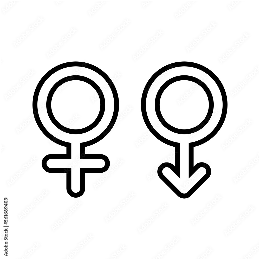 Male and female icon. Gender symbol. vector illustration on white background Male and female icon. Gender symbol. vector illustration on white background