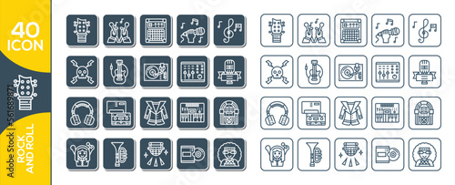 ROCK AND ROLL ICON SET DESIGN