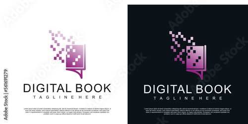 Digital tech book logo design template Premium Vector