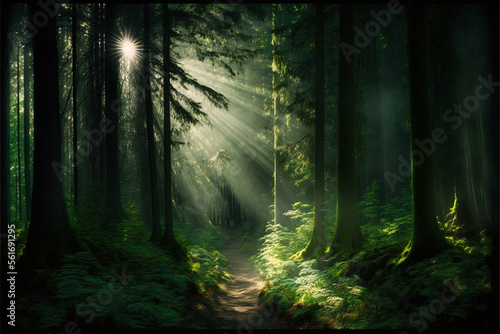 Beautiful bright sunlight throug the Forrest © Djomas