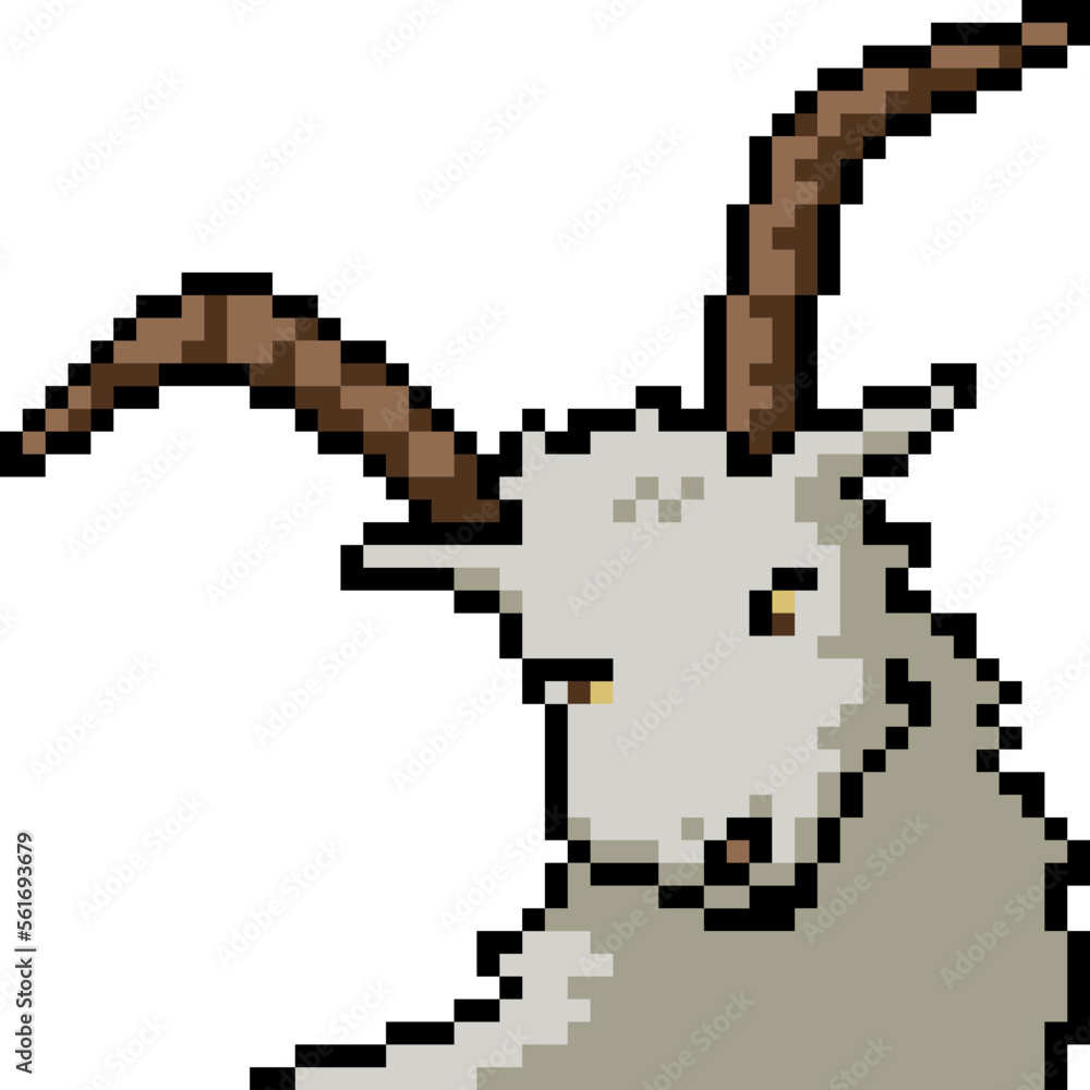 pixel art goat head face
