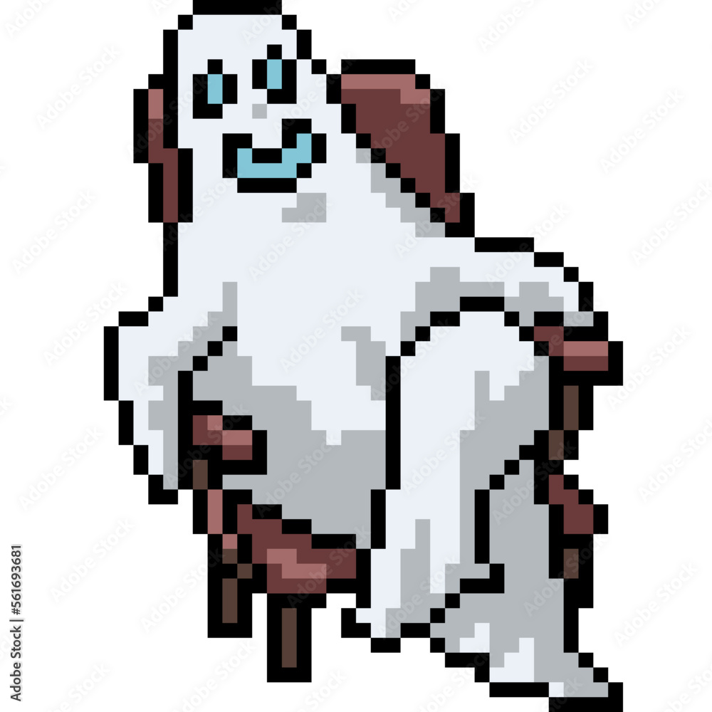 Fototapeta premium pixel art ghost sit chill