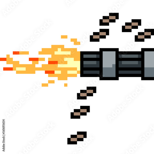 pixel art Gatling gun shot