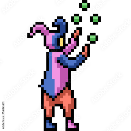 pixel art themepark clown performance