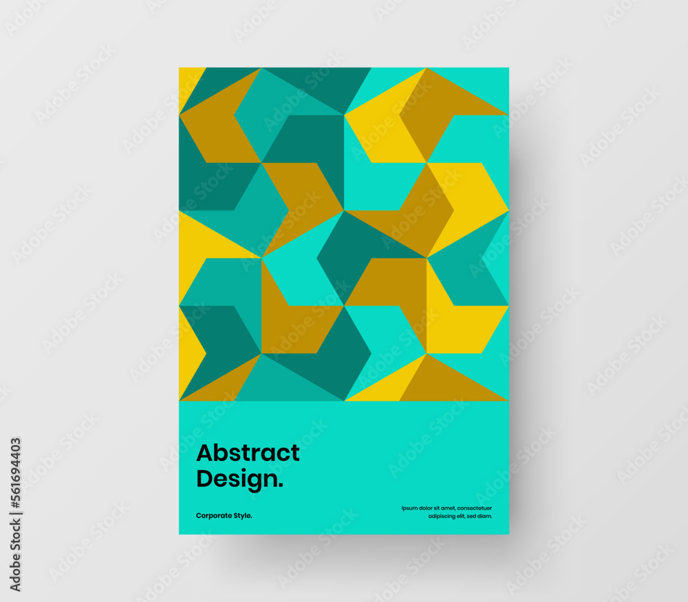 Fototapeta premium Modern mosaic pattern placard layout. Multicolored pamphlet A4 design vector template.