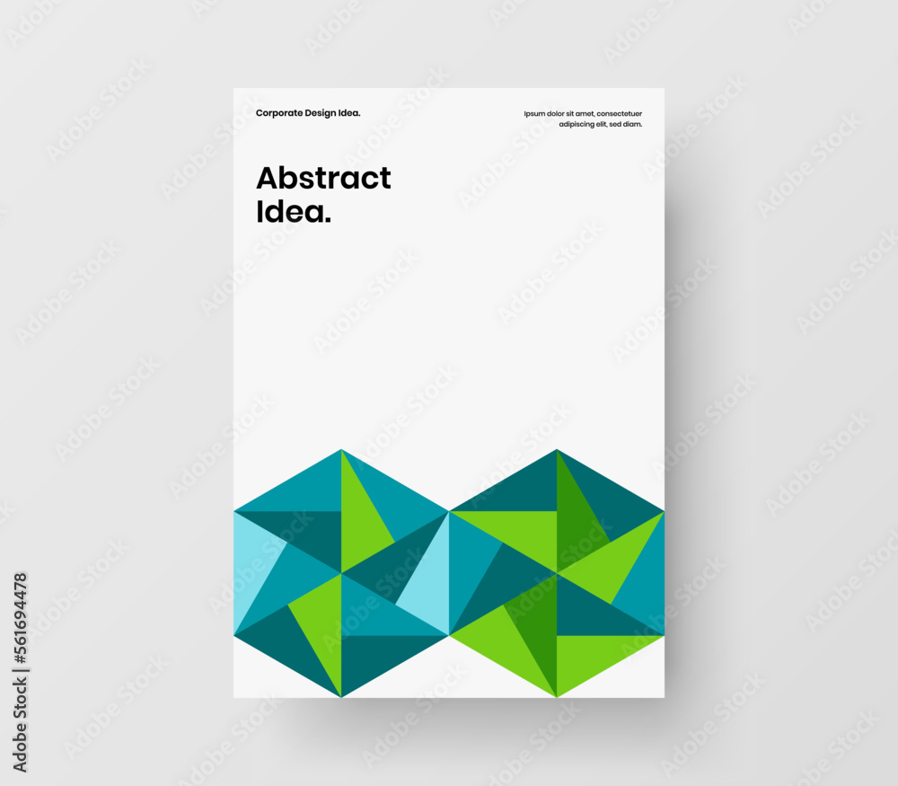 Fototapeta premium Modern geometric tiles corporate cover layout. Minimalistic flyer A4 design vector illustration.