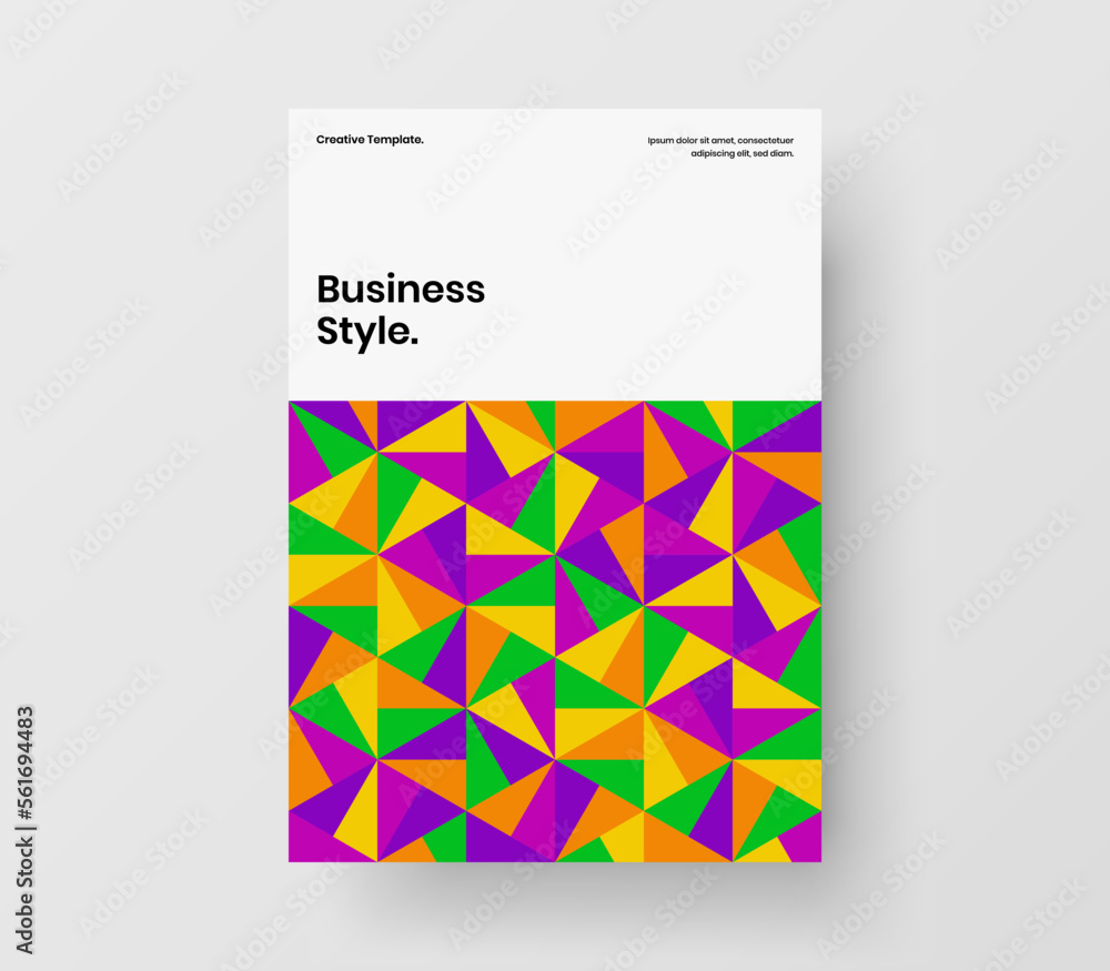 Minimalistic corporate cover A4 vector design illustration. Trendy geometric tiles placard layout.
