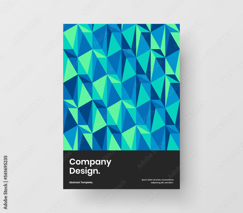 Obraz premium Fresh geometric hexagons poster template. Premium corporate brochure A4 design vector concept.