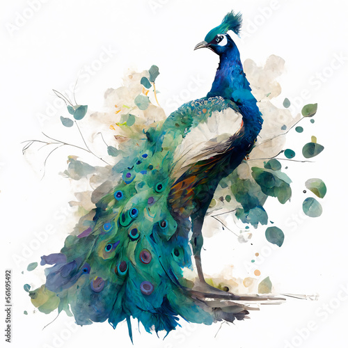 Fotografie watercolor peacock