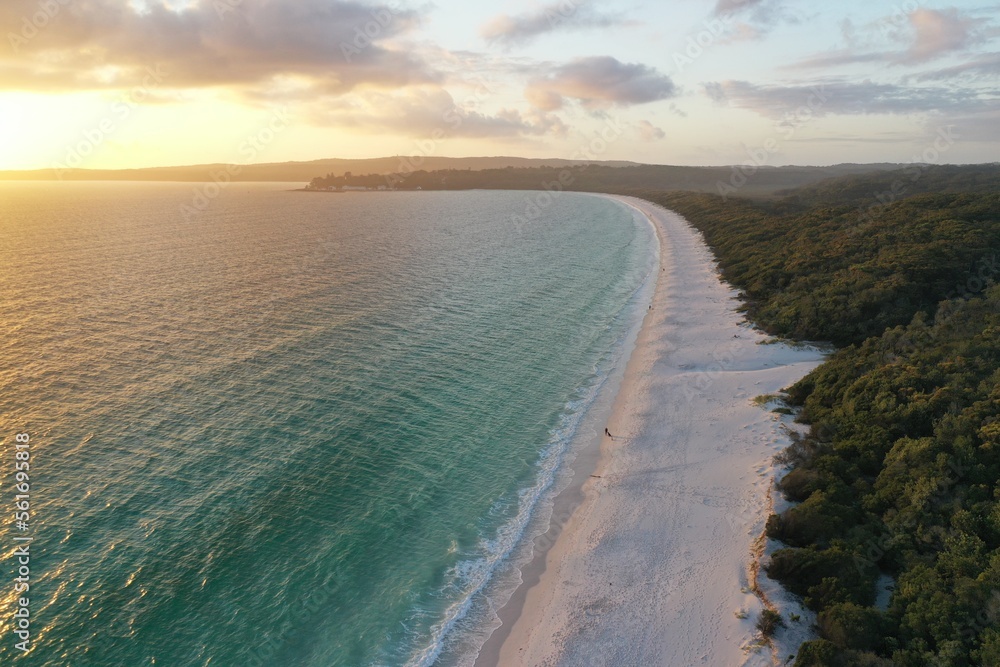 Aerial footage on the whitest sand beach