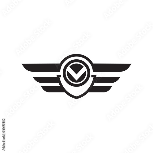 V letter logo emblem for company car design template vector abstract