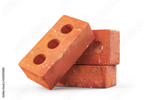 Red brick stack isolated on a white background. 3d illustration © vipman4