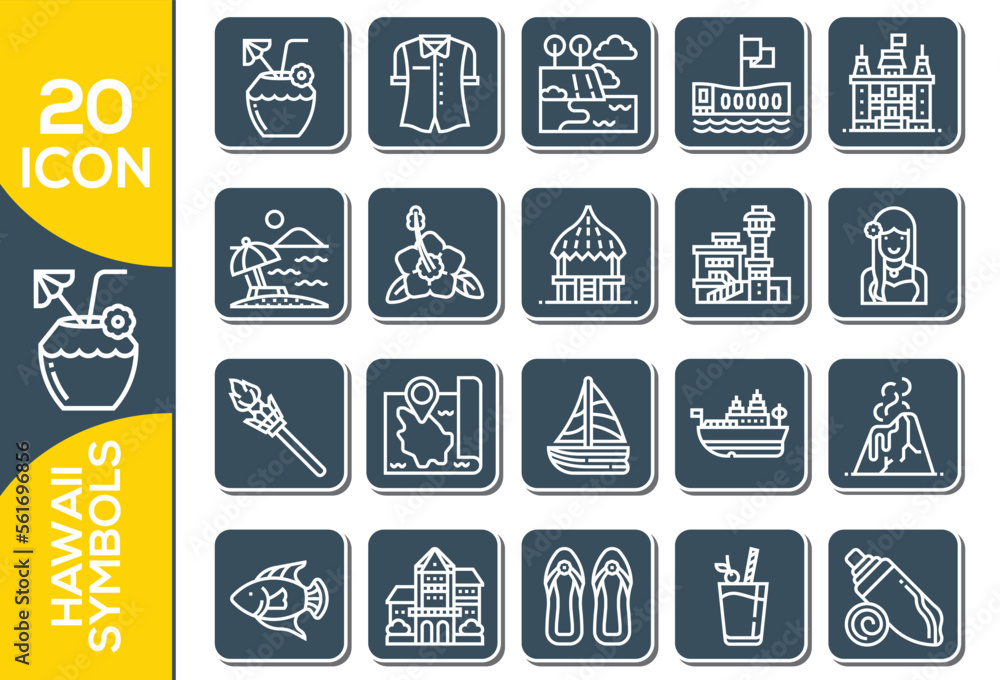 HAWAII SYMBOLS ICON SET DESIGN HAWAII SYMBOLS ICON SET DESIGN