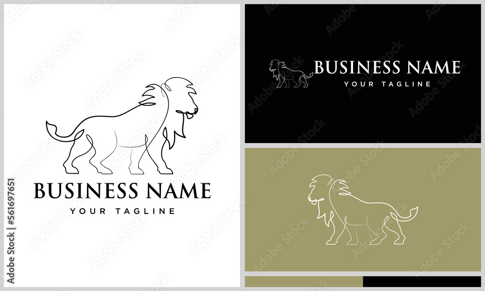 line art lion logo design
