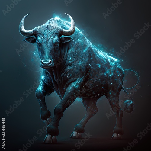 taurus sign, sign, taurus, bull, cosmos, 3d, generated by ai photo
