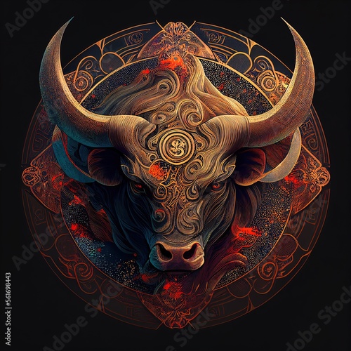 taurus sign, sign, taurus, bull, cosmos, 3d, generated by ai