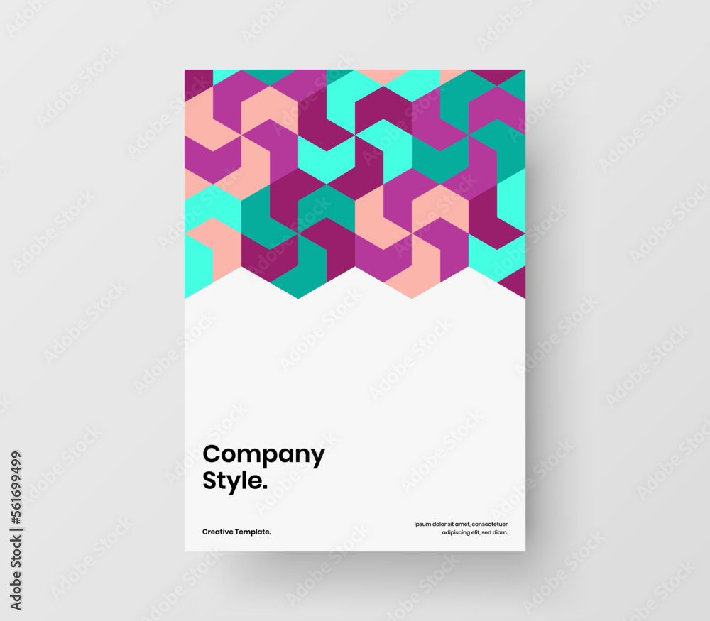 Fototapeta premium Original geometric shapes poster layout. Simple book cover A4 vector design concept.
