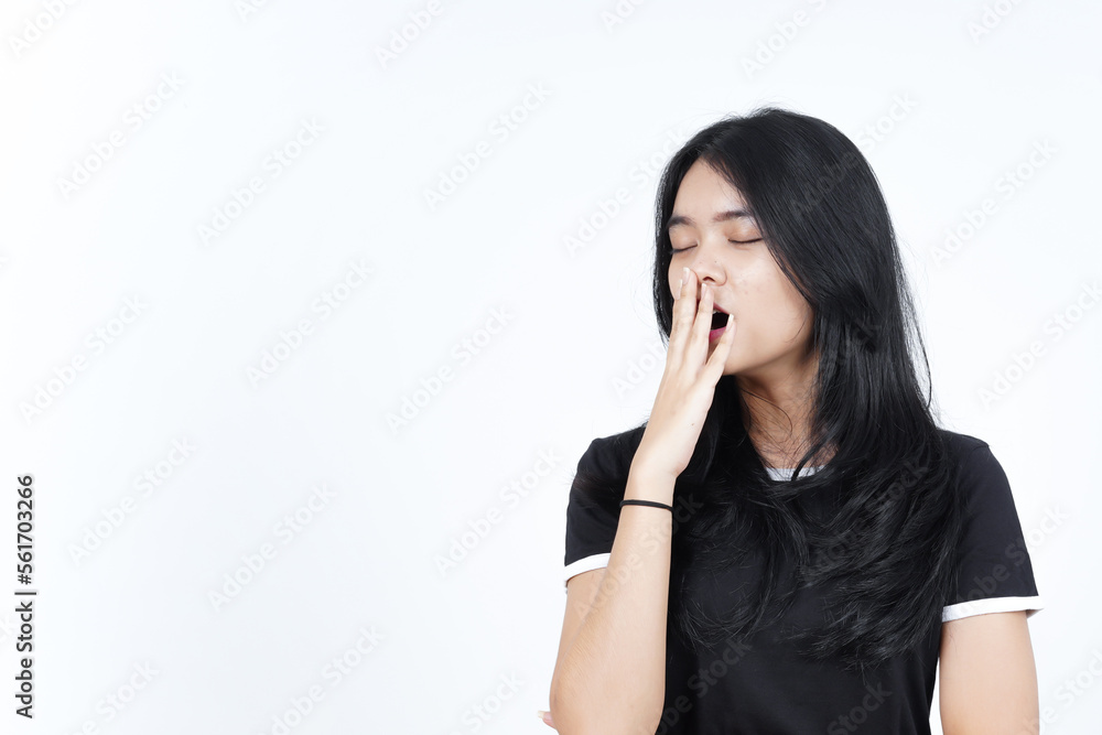 Yawning Gesture Of Beautiful Asian Woman Isolated On White Background Yawning Gesture Of Beautiful Asian Woman Isolated On White Background