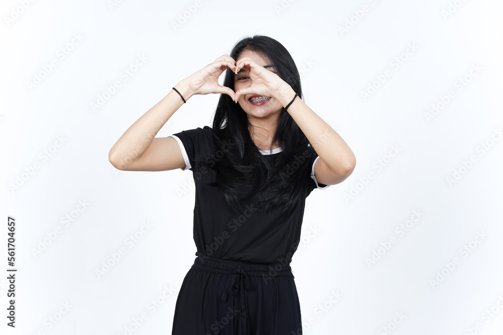 Showing Love Heart Sign Of Beautiful Asian Woman Isolated On White Background Showing Love Heart Sign Of Beautiful Asian Woman Isolated On White Background