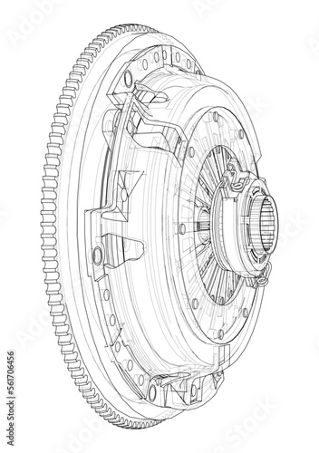 Sketch of clutch basket for the car. Vector