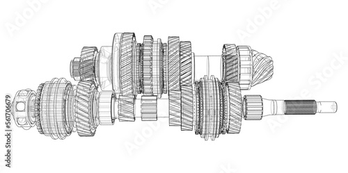 Gearbox sketch. Vector