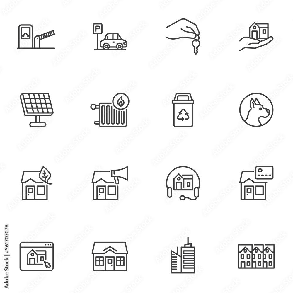 Real estate line icons set Real estate line icons set