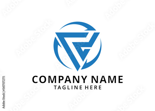 initial CD logo with triangle shape and circle rounded design template