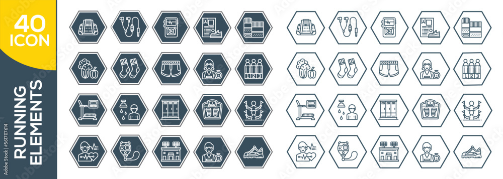 RUNNING ELEMENTS ICON SET DESIGN RUNNING ELEMENTS ICON SET DESIGN