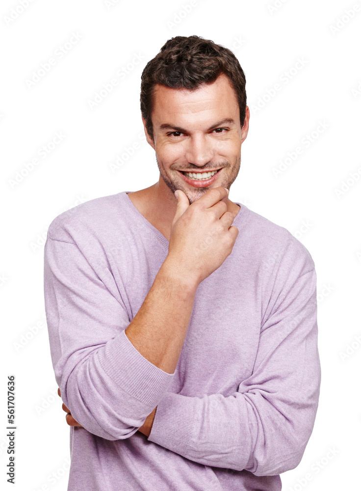 Portrait, fashion and smile with a man model in studio isolated on a white background for marketing. Advertising, idea and profile picture with a male on bank space for product branding or a logo Portrait, fashion and smile with a man model in studio isolated on a white background for marketing. Advertising, idea and profile picture with a male on bank space for product branding or a logo