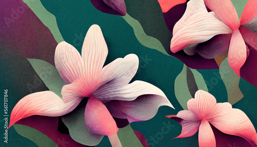100 mini Exotic flowers in full bloom in all over pattern vaporware