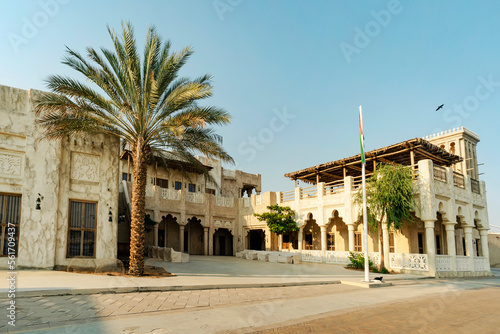 Photography Shindagha historic district in Dubai Creek neighbourhood is a popular tourist and sightseeing attraction in UAE