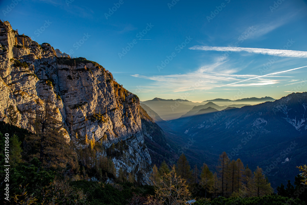 Fototapeta premium Hiking tour Križ - Stenar - Bovški gamsovec, Julian alps, Slovenia 