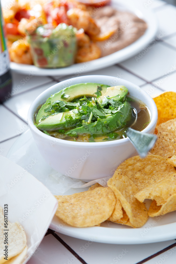 A view of an avocado soup.